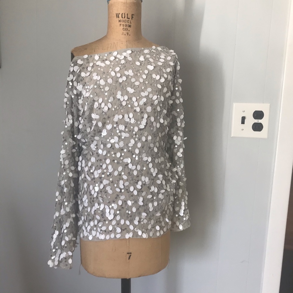 COPY - NEW Calypso Top - Sequin silk boatneck top - size small